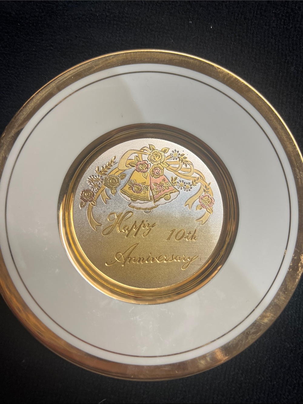 24KT Gold Art of Chokin Happy 10th Anniversary Mini Plate